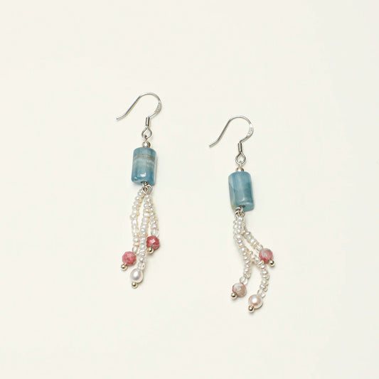 Aquamarine Pearl Drop Earrings
