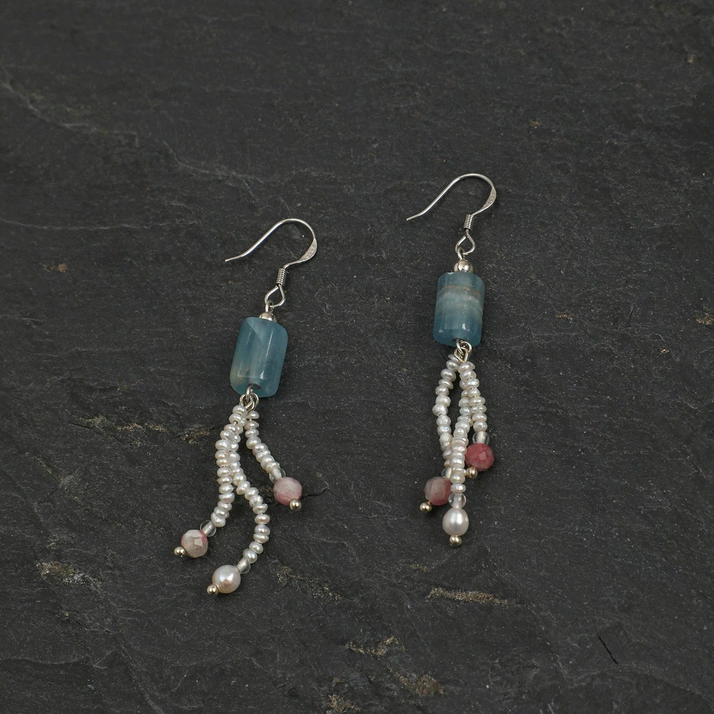 Aquamarine Pearl Drop Earrings