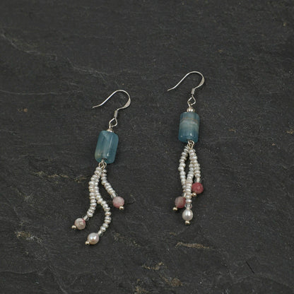 Aquamarine Pearl Drop Earrings