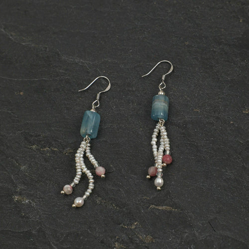 Aquamarine Pearl Drop Earrings