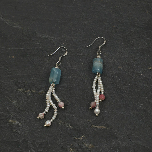 Aquamarine Pearl Drop Earrings