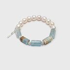 Aquamarine Pearl Sterling Silver Bracelet
