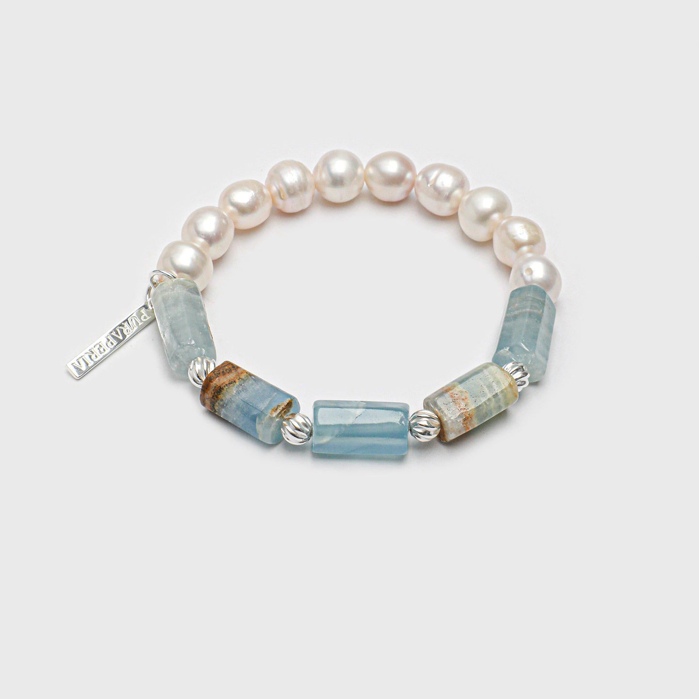 Aquamarine Pearl Sterling Silver Bracelet