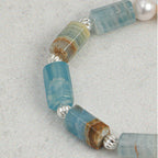Aquamarine Pearl Sterling Silver Bracelet