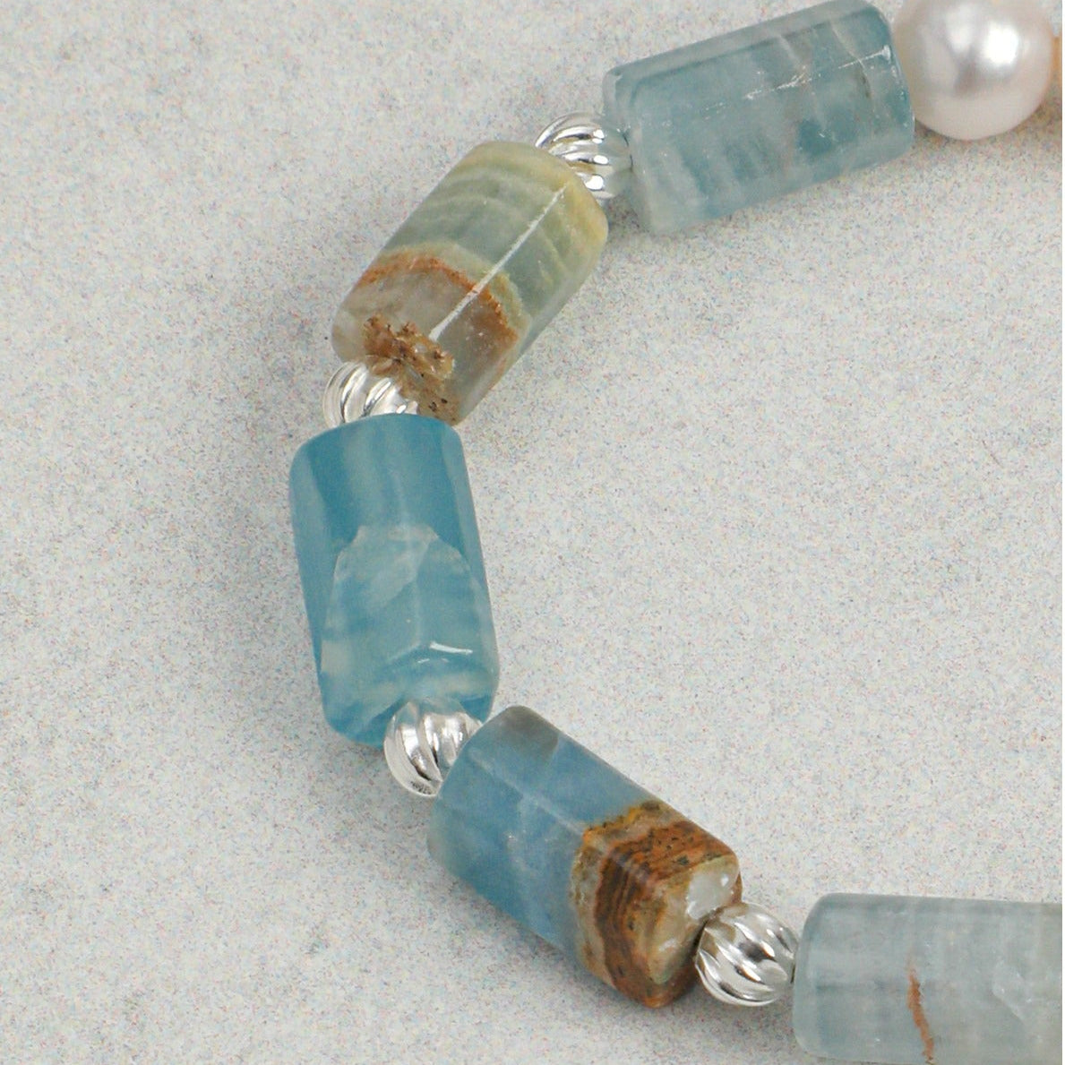 Aquamarine Pearl Sterling Silver Bracelet