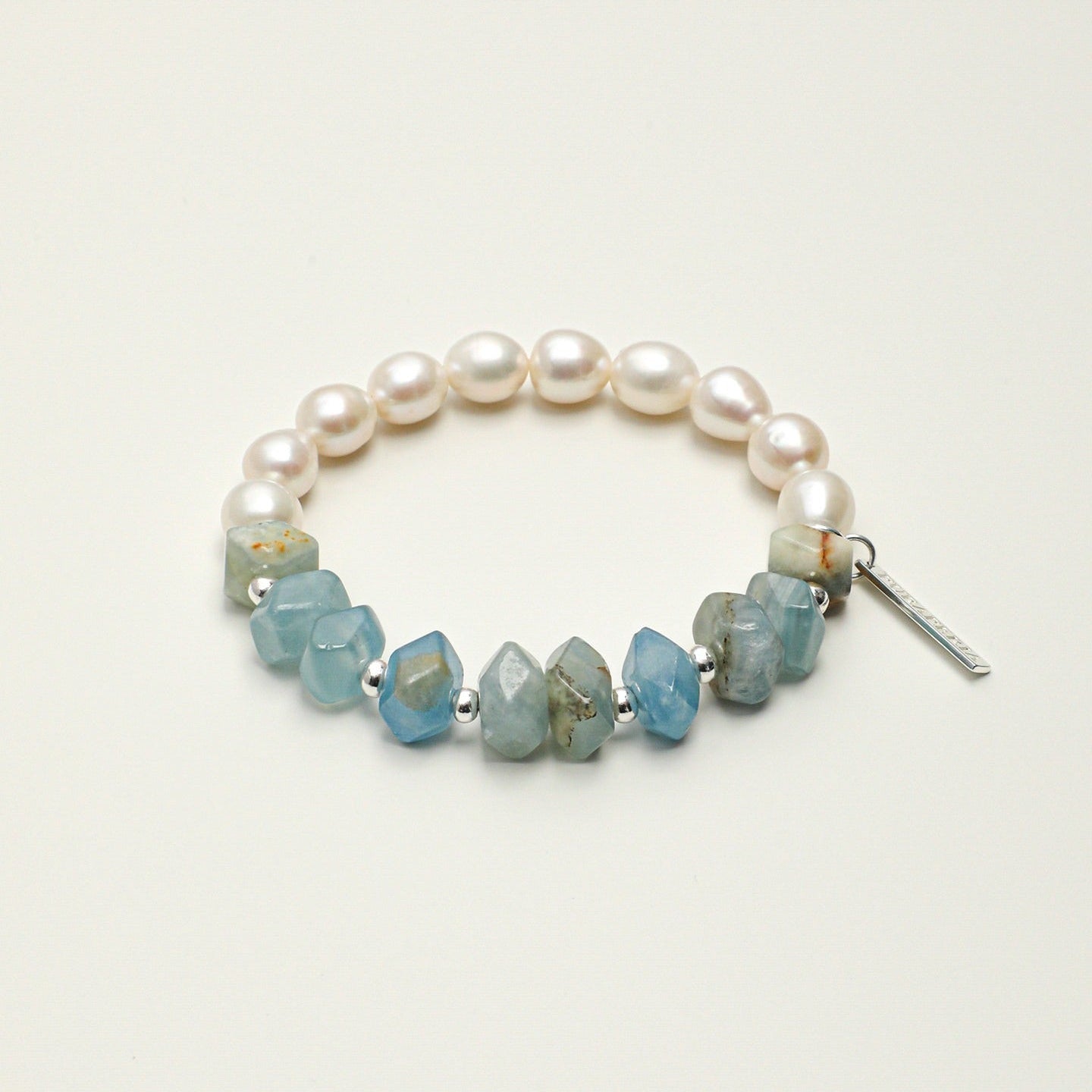 Aquamarine Pearl Sterling Silver Bracelet