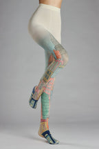 Hand-Drawn Romantic City Houses Tights with high elasticity and shaping fit, suitable for events, cosplay, street style, and gifting girls at Christmas