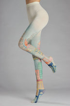 Hand-Drawn Romantic City Houses Tights with high elasticity and shaping fit, suitable for events, cosplay, street style, and gifting girls at Christmas