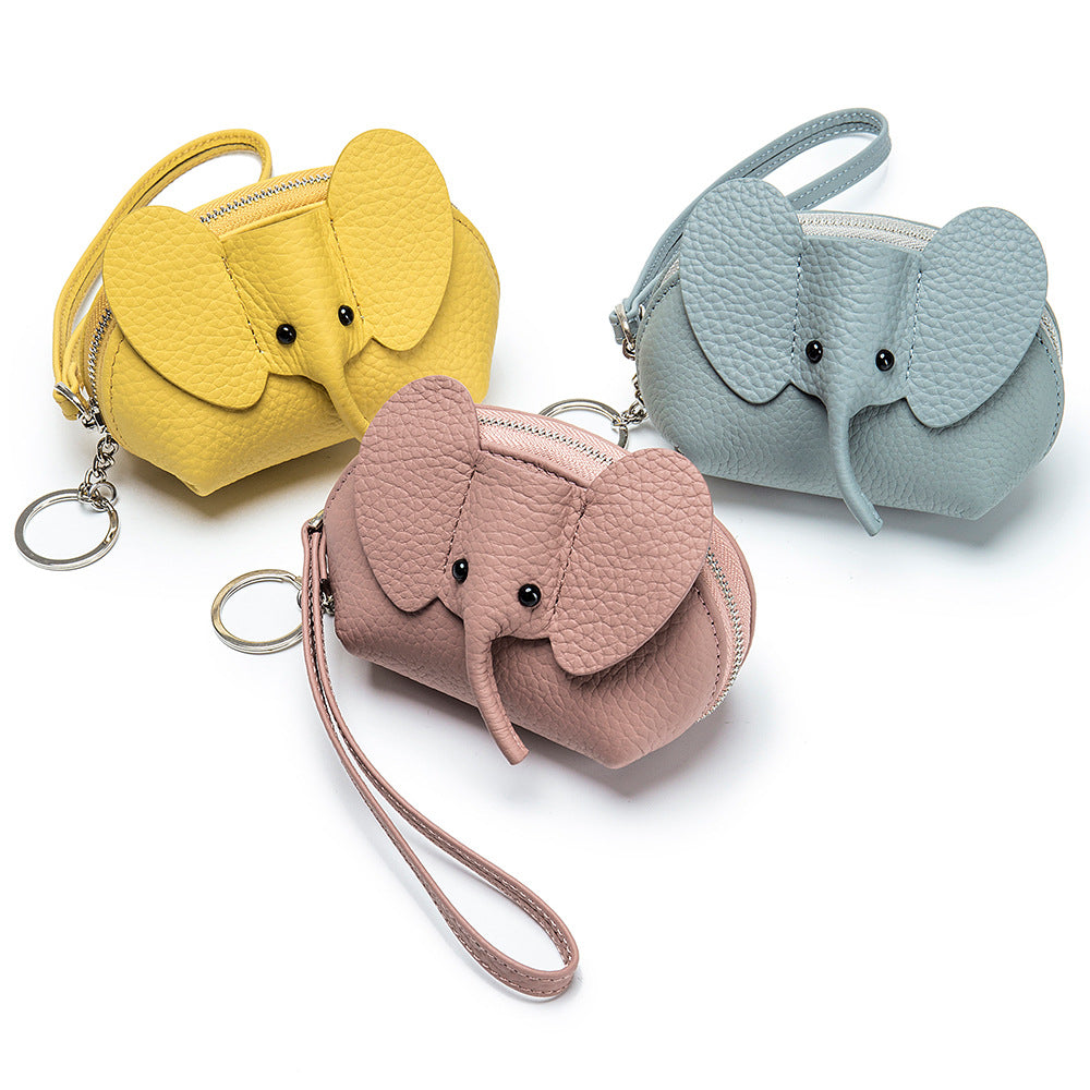 Baby Elephant Leather Coin Purse – Cowhide Clutch Bag