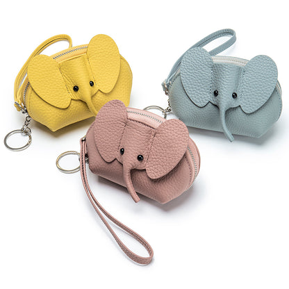 Baby Elephant Leather Coin Purse – Cowhide Clutch Bag