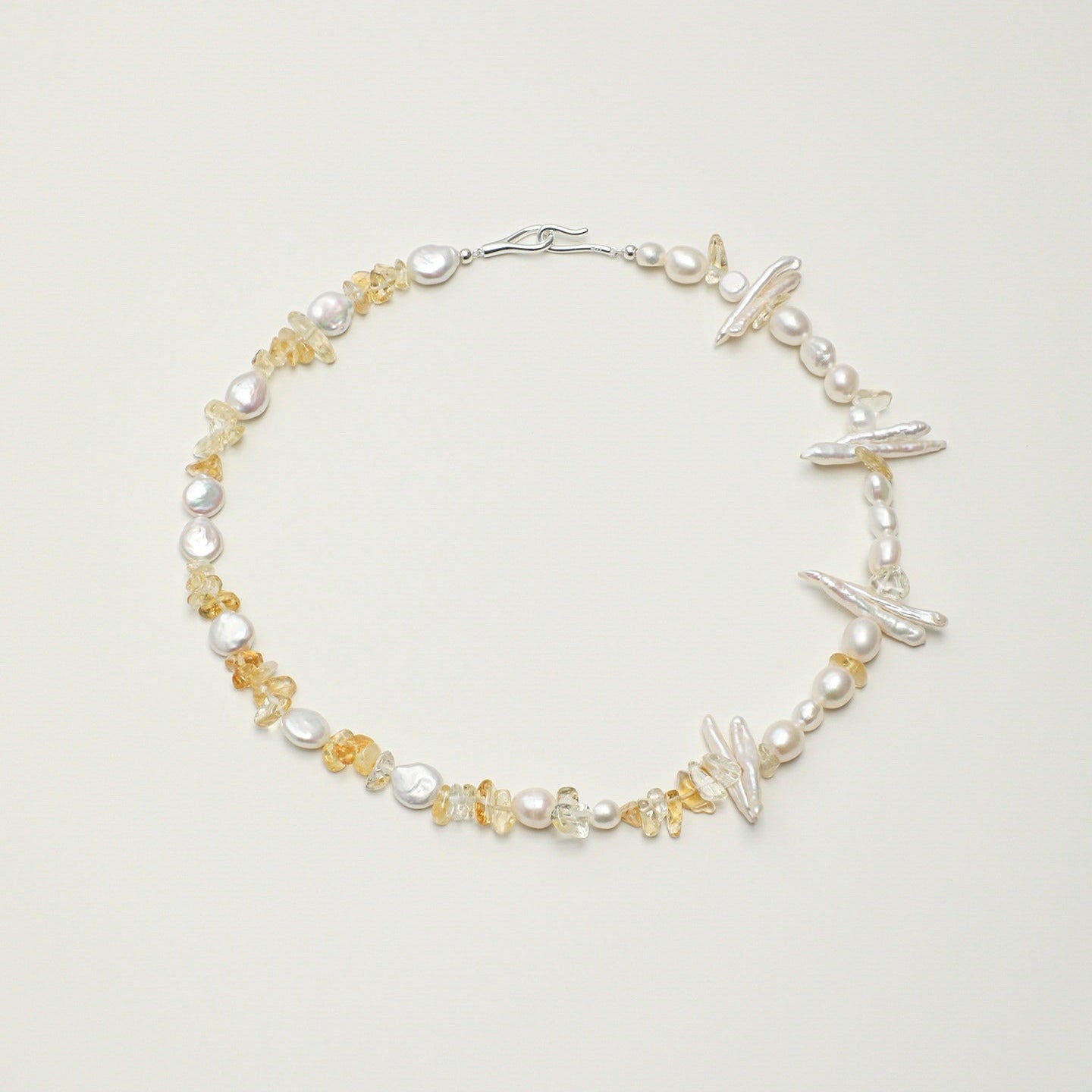 Baroque Clear Quartz Citrine Necklace
