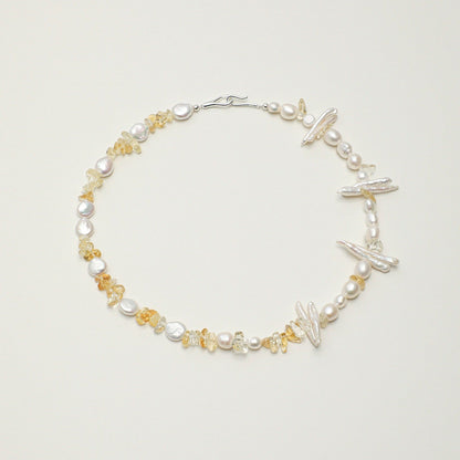 Baroque Clear Quartz Citrine Necklace