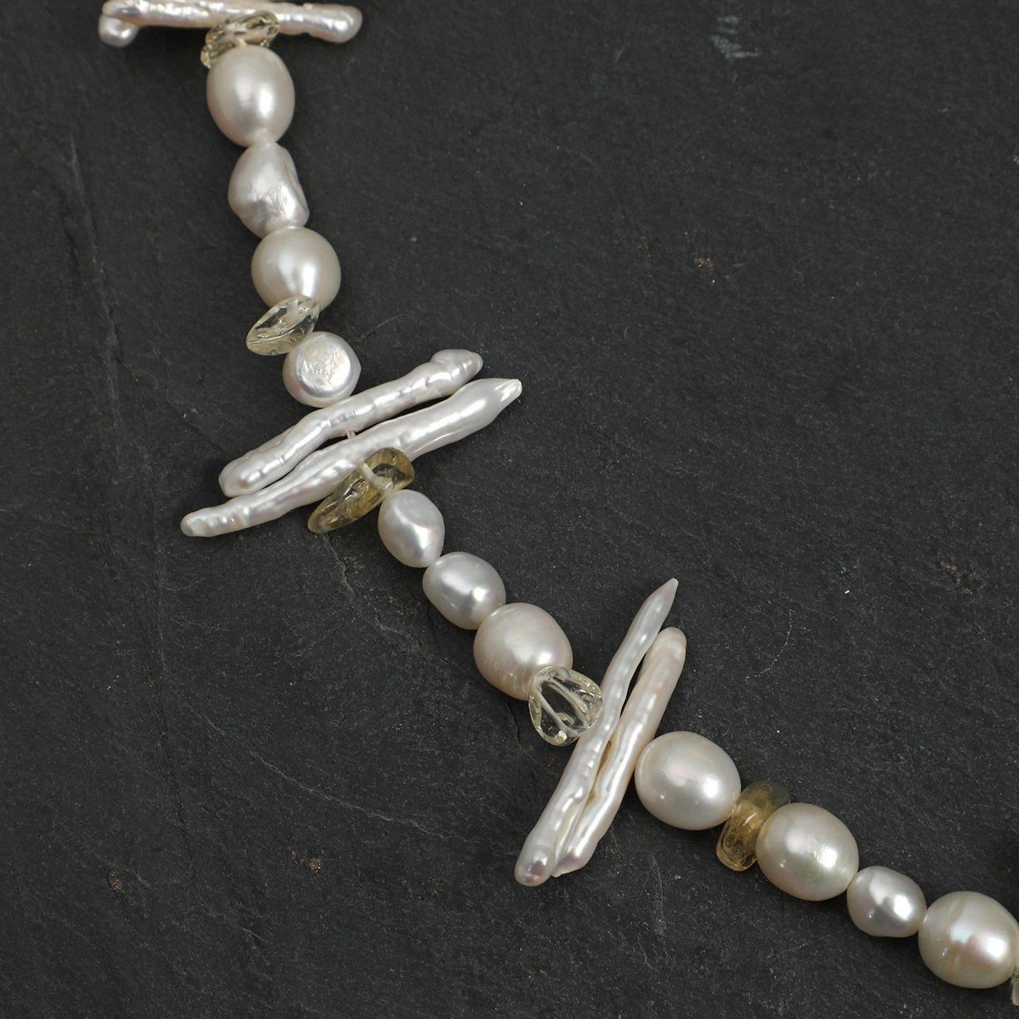 Baroque Clear Quartz Citrine Necklace