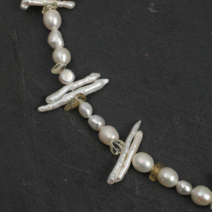 Baroque Clear Quartz Citrine Necklace
