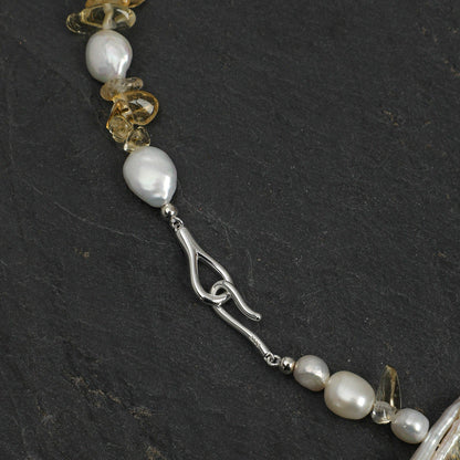 Baroque Clear Quartz Citrine Necklace