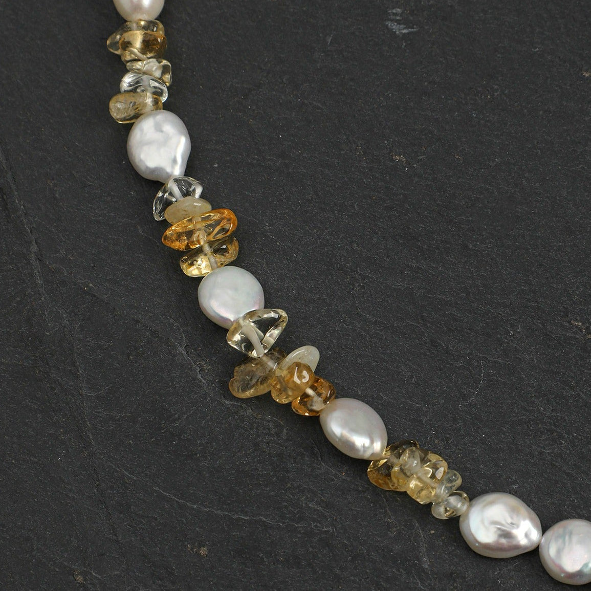 Baroque Clear Quartz Citrine Necklace