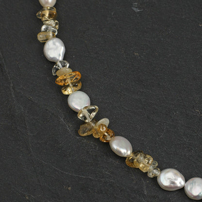 Baroque Clear Quartz Citrine Necklace