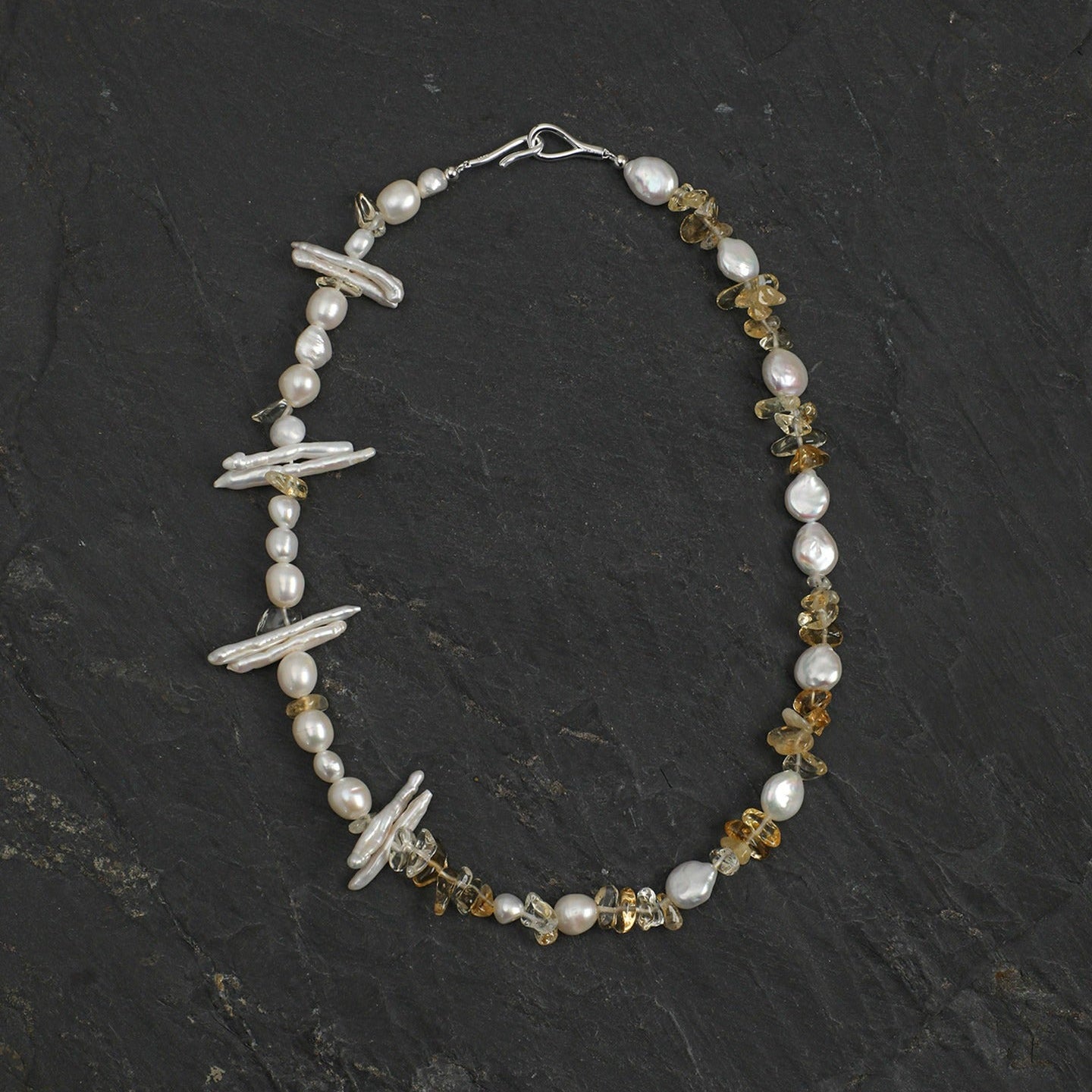 Baroque Clear Quartz Citrine Necklace