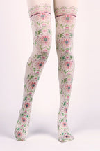 Baroque Floral Print Tights with high elasticity and compression,shaping fit and ideal for weddings, parties, ethnic outfits, and street fashion