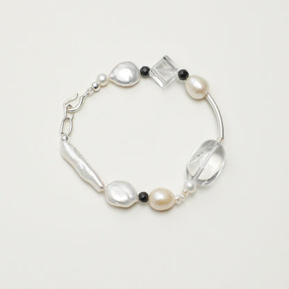 Baroque Pearl_White Crystal Bracelet
