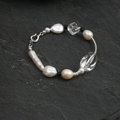 Baroque Pearl_White Crystal Bracelet