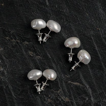 Baroque pearl silver earrings