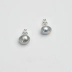 Baroque pearl silver earrings gray