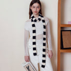 Black Fluffy Knitted Scarf women Accessory