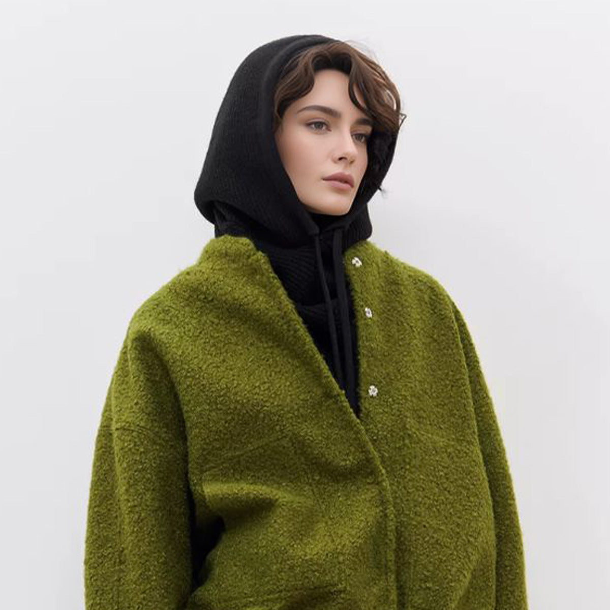 Black Scarf Hat Women Woolen Hat