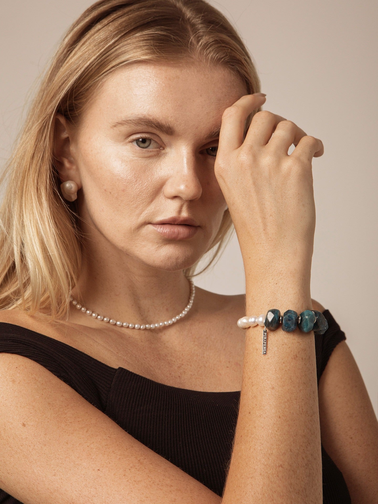Blue Apatite Pearl Bracelet