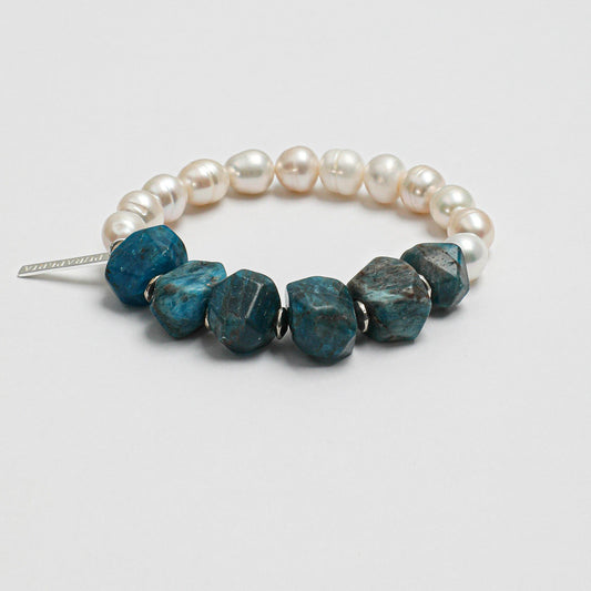 Blue Apatite Pearl Bracelet