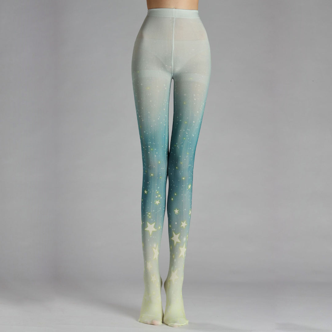 Star Tights Blue Starring Tights with high elasticity and shaping fit, suitable for events, cosplay, street style, and gifting girls at Christmas