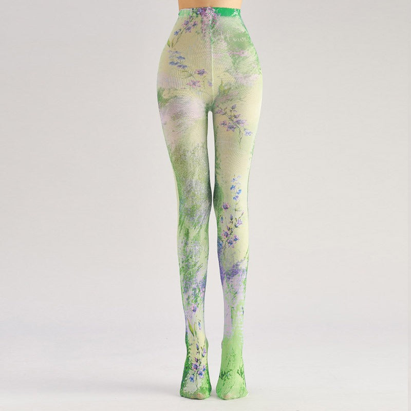 Bluebell Floral Tights with high elasticity and compression,shaping fit and ideal for weddings, parties, ethnic outfits, and street fashion