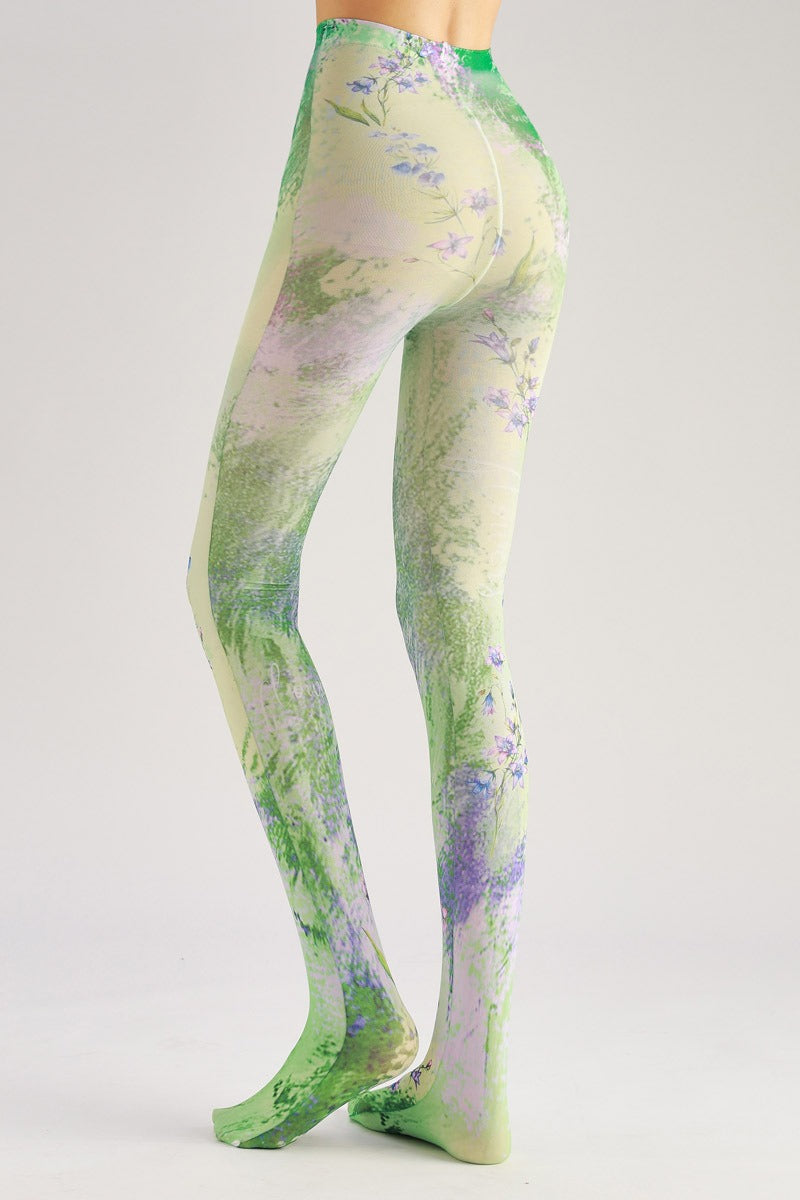 Bluebell Floral Tights with high elasticity and compression,shaping fit and ideal for weddings, parties, ethnic outfits, and street fashion