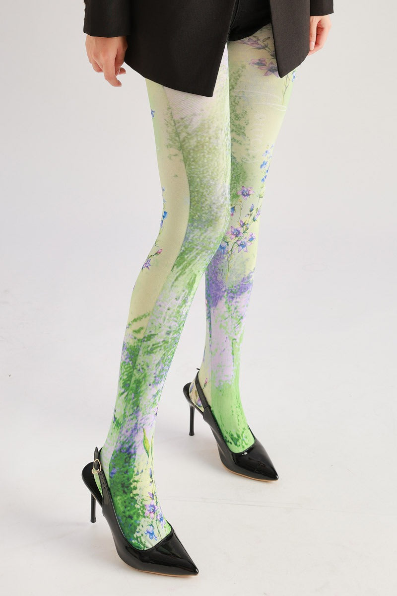 Bluebell Floral Tights with high elasticity and compression,shaping fit and ideal for weddings, parties, ethnic outfits, and street fashion
