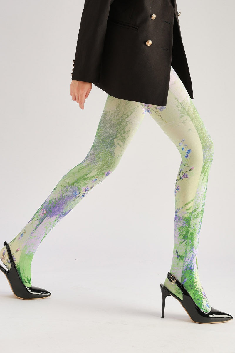 Bluebell Floral Tights with high elasticity and compression,shaping fit and ideal for weddings, parties, ethnic outfits, and street fashion