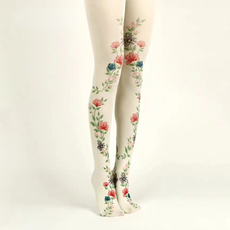 Opaque Floral Bride Tights with high elasticity and compression,shaping fit and ideal for weddings, parties, ethnic outfits, and street fashion
