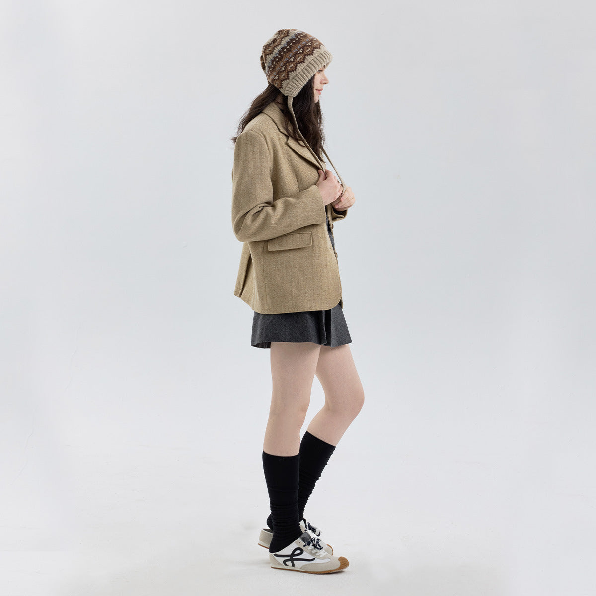 Brown Women Fair Isle Hat For winter