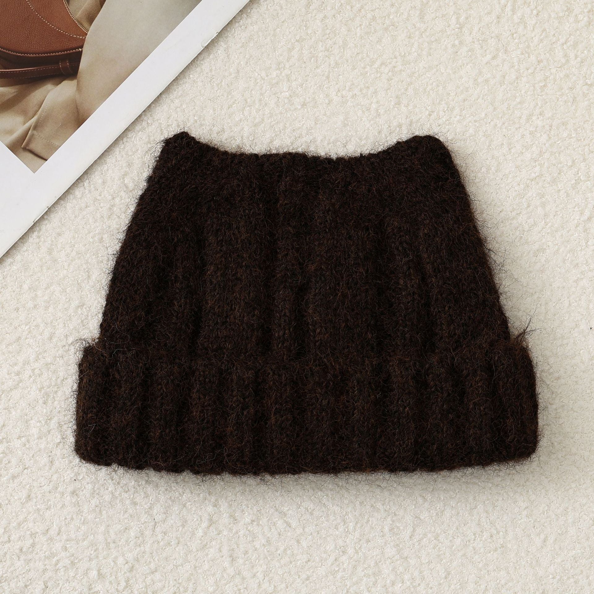 Brown women kitty cap cat hat woolen in winter for warm