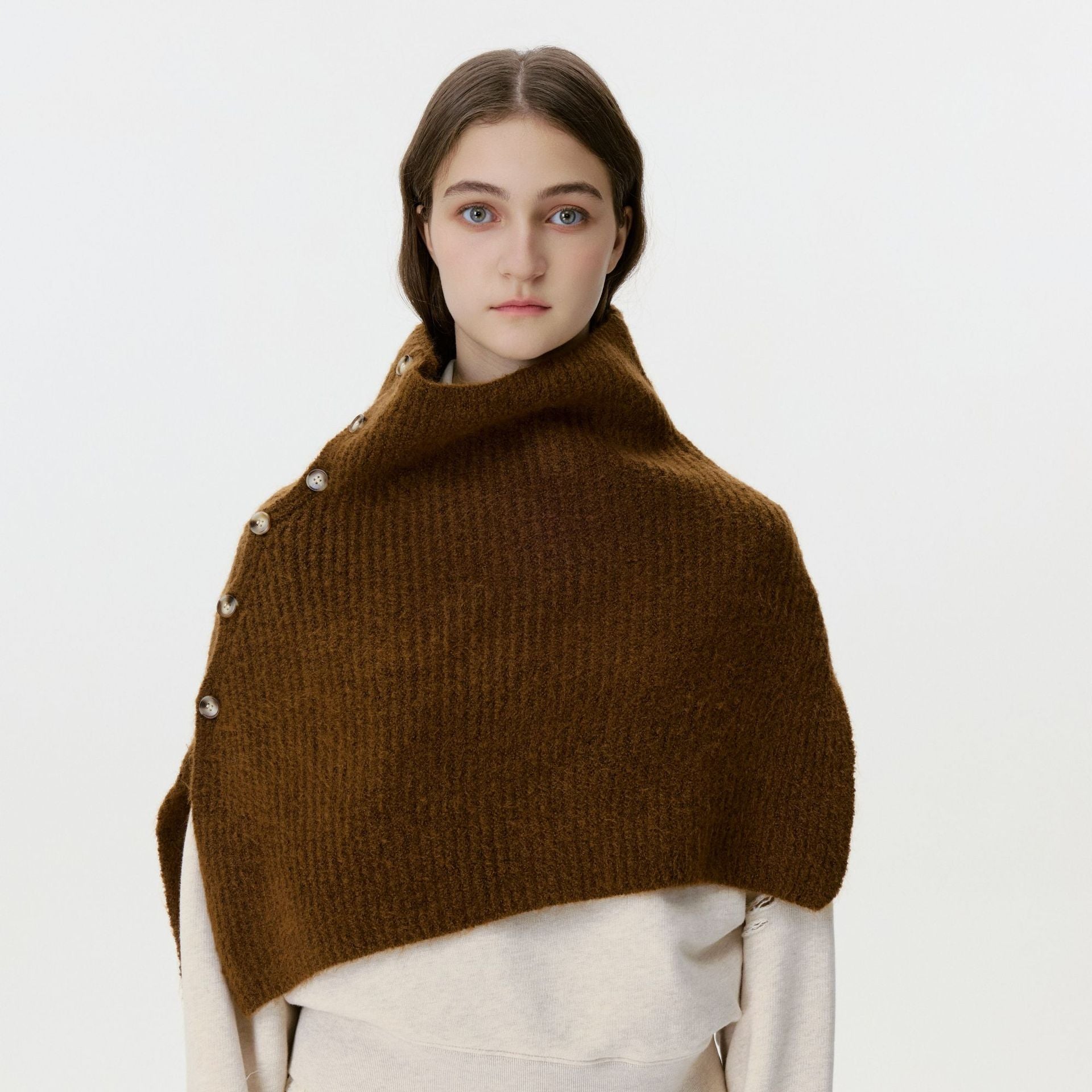 Brown woolen cape for women winter dress 01
