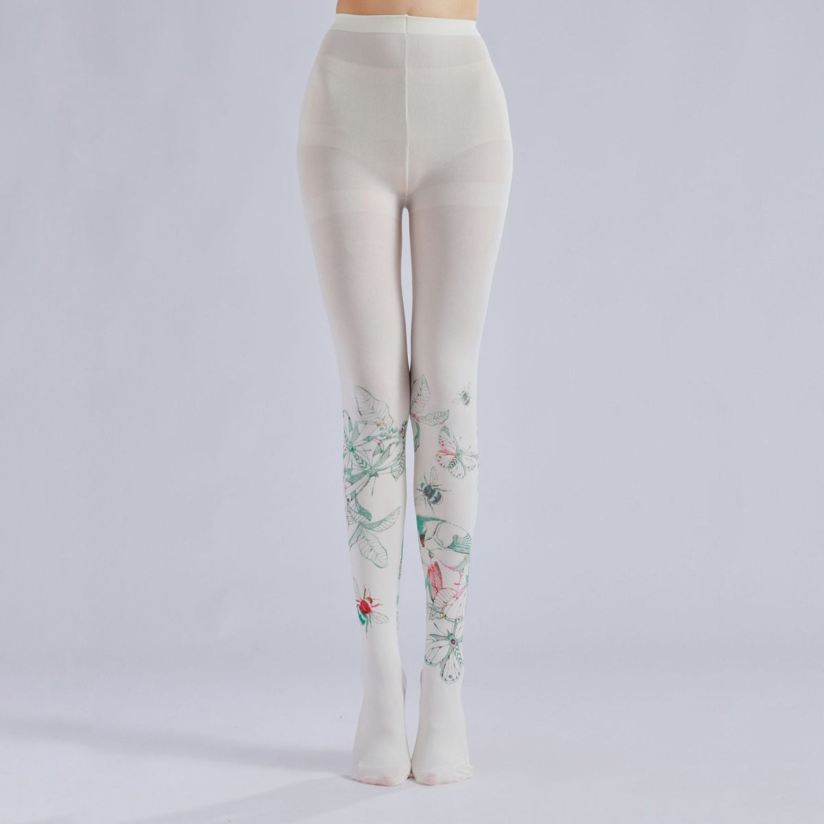 Butterfly & Bee Printed Tights with high elasticity and compression,shaping fit and ideal for weddings, parties, ethnic outfits, and street fashion