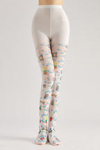 Cartoon Pixel Print Tights with high elasticity and shaping fit, suitable for events, cosplay, street style, and gifting girls at Christmas