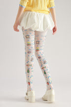 Cartoon Pixel Print Tights with high elasticity and shaping fit, suitable for events, cosplay, street style, and gifting girls at Christmas