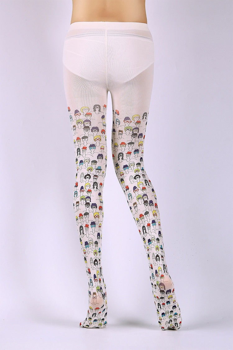 Character Illustration Tights Women's Fancy Dress Costume Accessories, Perfect for Parties, Office, Street Fashion, and Daily Wear