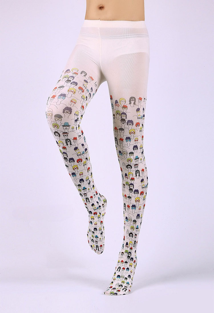Character Illustration Tights Women's Fancy Dress Costume Accessories, Perfect for Parties, Office, Street Fashion, and Daily Wear