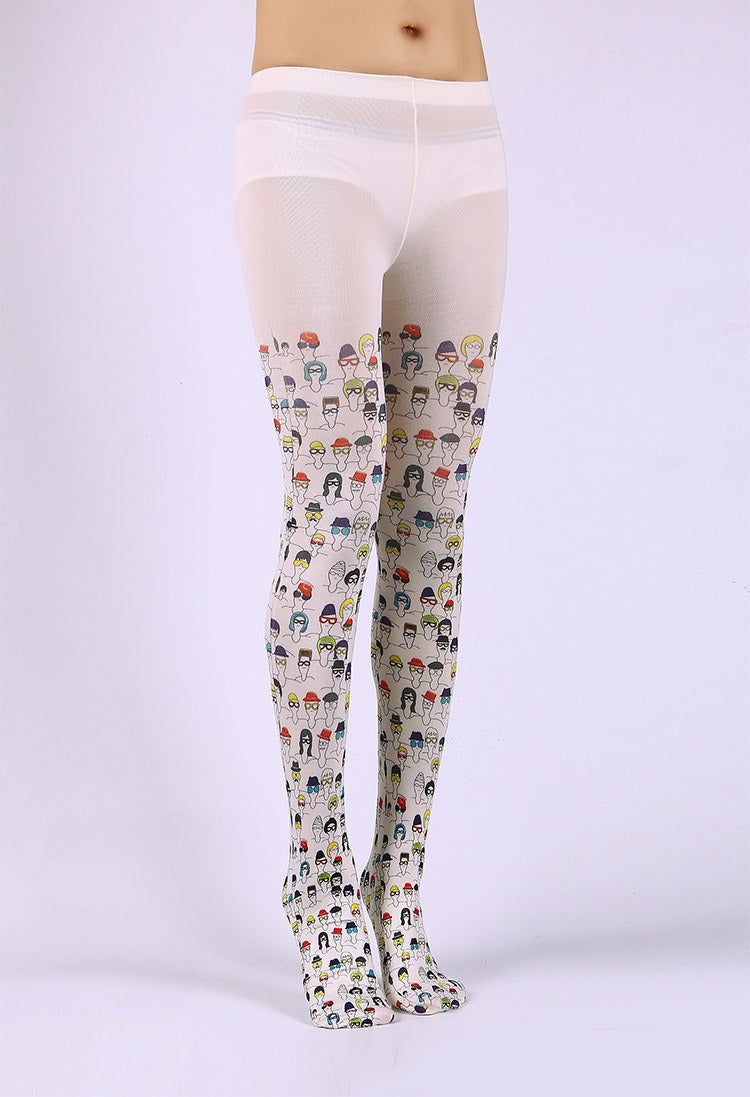 Character Illustration Tights Women's Fancy Dress Costume Accessories, Perfect for Parties, Office, Street Fashion, and Daily Wear