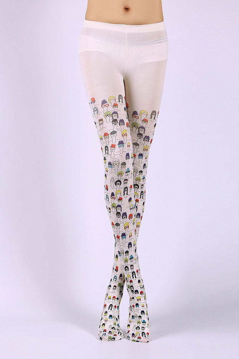 Character Illustration Tights Women's Fancy Dress Costume Accessories, Perfect for Parties, Office, Street Fashion, and Daily Wear