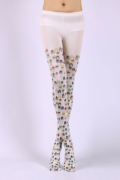 Character Illustration Tights Women's Fancy Dress Costume Accessories, Perfect for Parties, Office, Street Fashion, and Daily Wear