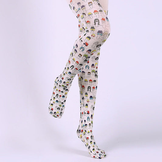 Character Illustration Tights Women's Fancy Dress Costume Accessories, Perfect for Parties, Office, Street Fashion, and Daily Wear
