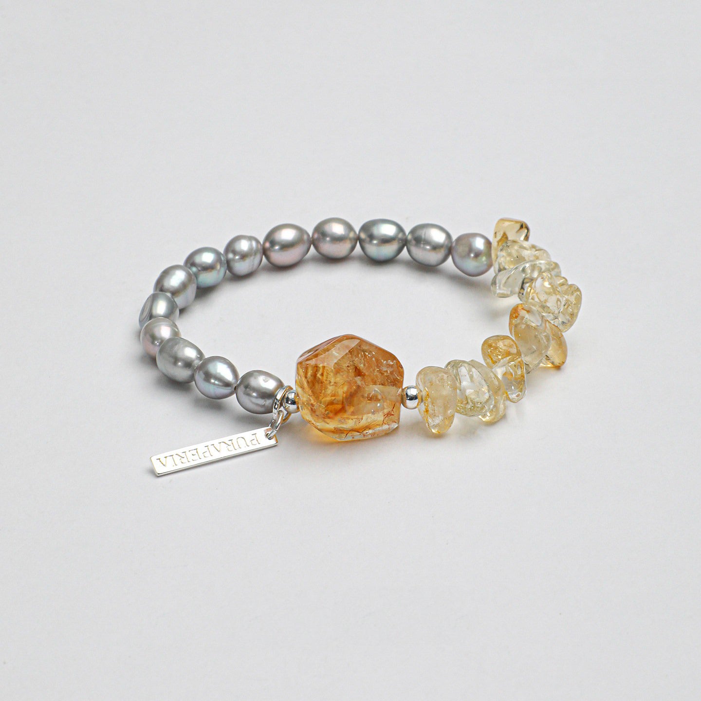 Citrine Gray Pearl Bracelet
